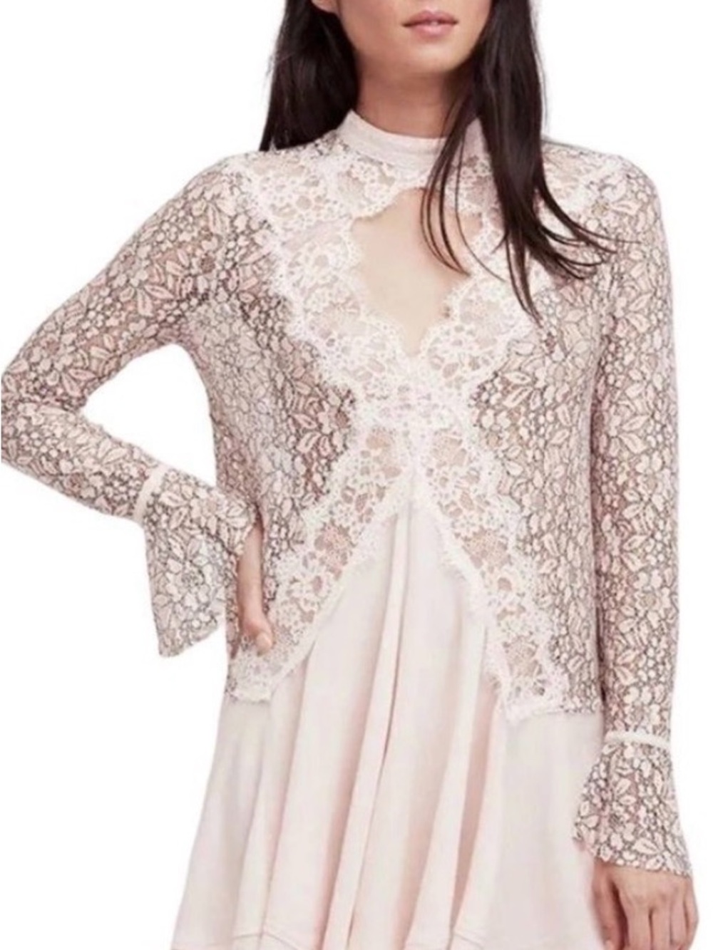 🌸Free People Pearl Lace Overlay Top in Soft Blush 🌸